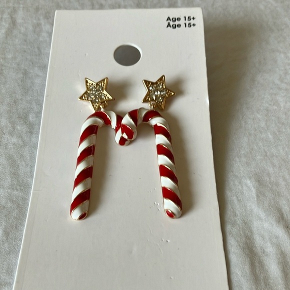 GAP: Candy Cane Earrings with Gold Stars - Picture 1 of 10